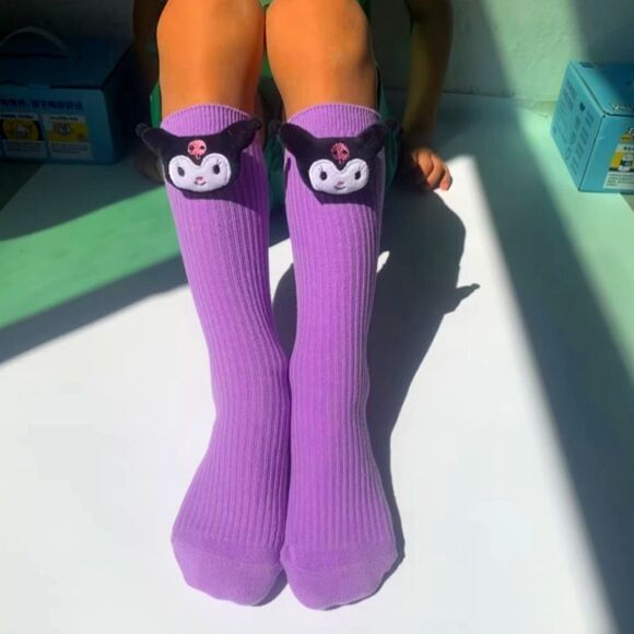 2/$20 Brand New Black/Purple Kuromi Socks Kids #1 - Picture 2 of 6